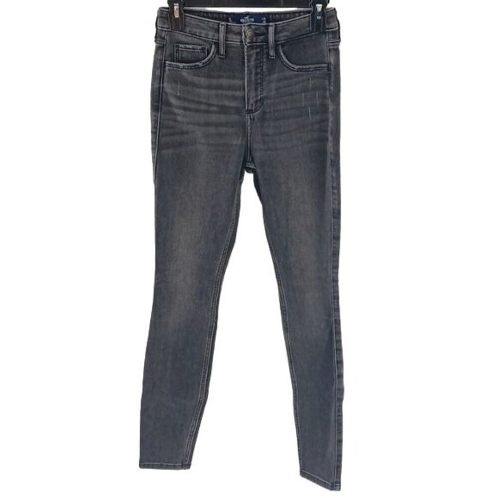 Hollister Jeans Womens Size 1L Curvy High Rise Super Skinny Gray Stretch Denim